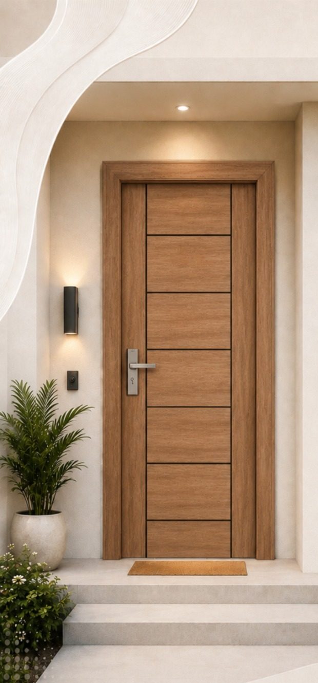 Premium flush door installed at a modern home entrance